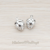 PD.221 // Clear Crystal Cubic Zirconia Setting Strawberry Pendantt, 2 Pc