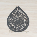 PD.229-02 // Black Coated Filigree Teardrop Pendant, 2 Pc