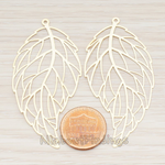 PD.235 // Filigree Vein Leaf Pendant, 2 Pc