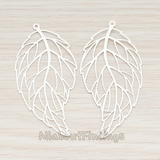 PD.235 // Filigree Vein Leaf Pendant, 2 Pc