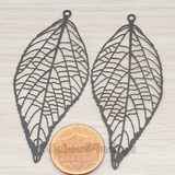 PD.243 // Pressed Filigree Vein Leaf Pendant,, 2 Pc