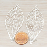 PD.243 // Pressed Filigree Vein Leaf Pendant,, 2 Pc