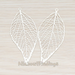 PD.243 // Pressed Filigree Vein Leaf Pendant,, 2 Pc