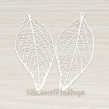 PD.243 // Pressed Filigree Vein Leaf Pendant,, 2 Pc