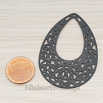 PD.251 // Black Coated Filigree Floral Egg Teardrop Pendant, 2 Pc