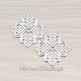 PD.258 // Filigree Square Flower Pendant, 2 Pc