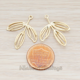 PD.280 // Three Skinny Leaf Pendant, 2 Pc