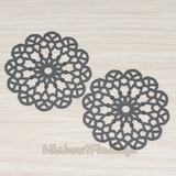 PD.287 // Black Coated Round Flower Filigree Pendant, 2 Pc