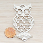 [Clearance]PD.295-MR // Matte Original Rhodium Plated Big Lace Owl Pendant, 2 Pc