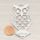 [Clearance]PD.295-MR // Matte Original Rhodium Plated Big Lace Owl Pendant, 2 Pc