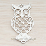 [Clearance]PD.295-MR // Matte Original Rhodium Plated Big Lace Owl Pendant, 2 Pc