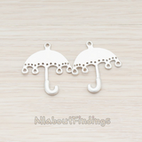 [Clearance]PD.386-MR // Matte Original Rhodium Plated Umbrella Pendant, 2 Pc