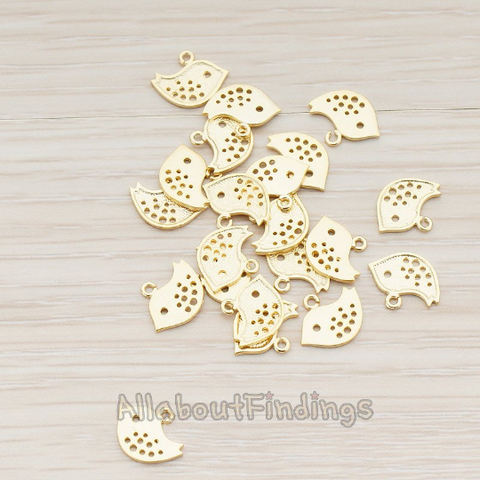 PD.422-01 // Small Tree Sparrow Bird Charm Pendant, 2 Pc