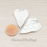 [Clearance]PDT449-MR // Matte Original Rhodium Plated Fall Leaf Pendant, 2 Pc