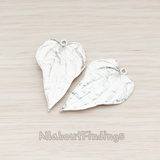 [Clearance]PDT449-MR // Matte Original Rhodium Plated Fall Leaf Pendant, 2 Pc