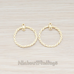 PD.459 // Round Rope Textured Hoop Pendant, 2 Pc