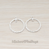 PD.459 // Round Rope Textured Hoop Pendant, 2 Pc