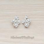 PD.460 // Clear Crystal Cubic Zirconia Setting Quad Flower Pendant, 2 Pc