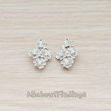 PD.460 // Clear Crystal Cubic Zirconia Setting Quad Flower Pendant, 2 Pc
