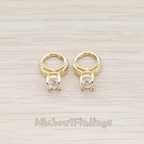 PD.470 // Mini Size Cubic Zirconia Setting Ring Pendant, 2 Pc