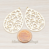 PD.478-01 // Floral Teardrop Pendant, 2 Pc