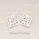 PD.488 // Criss Cross Diamond Shaped Teardrop Pendant, 2 Pc