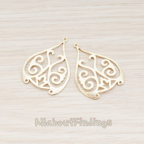 PD.499 //  Floral Gourd Bottle Shaped Pendant, 2 Pc