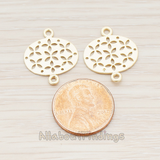 PD.522 // Oval Flower Textured Connector Pendant, 2 Pc