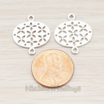 PD.522 // Oval Flower Textured Connector Pendant, 2 Pc