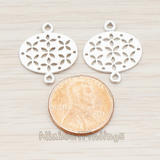 PD.522 // Oval Flower Textured Connector Pendant, 2 Pc