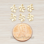 PD.523-01 // Small Leaf Charm Connector Pendant, 6 Pc