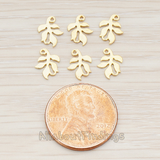 PD.523-01 // Small Leaf Charm Connector Pendant, 6 Pc