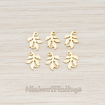PD.523-01 // Small Leaf Charm Connector Pendant, 6 Pc