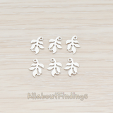 PD.523-01 // Small Leaf Charm Connector Pendant, 6 Pc