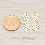 PD.523-02 // Large Leaf Charm Connector Pendant, 6 Pc