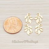 PD.523-02 // Large Leaf Charm Connector Pendant, 6 Pc