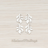 PD.523-02 // Large Leaf Charm Connector Pendant, 6 Pc
