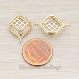 PD.527-01 // Small Round Oval Net Connector Pendant, 2 Pc