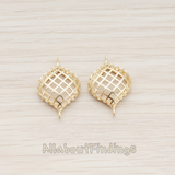 PD.527-01 // Small Round Oval Net Connector Pendant, 2 Pc