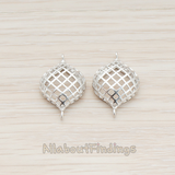 PD.527-01 // Small Round Oval Net Connector Pendant, 2 Pc