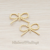 PD.541-01 // Twisted Rope Bow Ribbon Connector Pendant, 2 Pc