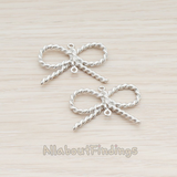PD.541-01 // Twisted Rope Bow Ribbon Connector Pendant, 2 Pc