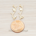 PD.547 // Clear Crystal Cubic Zirconia Leaf Skinny Branch Connector Pendant, 2 Pc