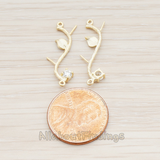 PD.547 // Clear Crystal Cubic Zirconia Leaf Skinny Branch Connector Pendant, 2 Pc