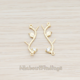 PD.547 // Clear Crystal Cubic Zirconia Leaf Skinny Branch Connector Pendant, 2 Pc