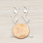 PD.547 // Clear Crystal Cubic Zirconia Leaf Skinny Branch Connector Pendant, 2 Pc