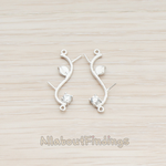 PD.547 // Clear Crystal Cubic Zirconia Leaf Skinny Branch Connector Pendant, 2 Pc
