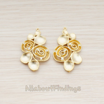 PD.550-01 // Clear Crystal Cubic Zirconia Setting Abstract Rose Bouquet Connector Pendant, 2 Pc