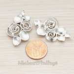 PD.550-01 // Clear Crystal Cubic Zirconia Setting Abstract Rose Bouquet Connector Pendant, 2 Pc