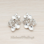 PD.550-01 // Clear Crystal Cubic Zirconia Setting Abstract Rose Bouquet Connector Pendant, 2 Pc